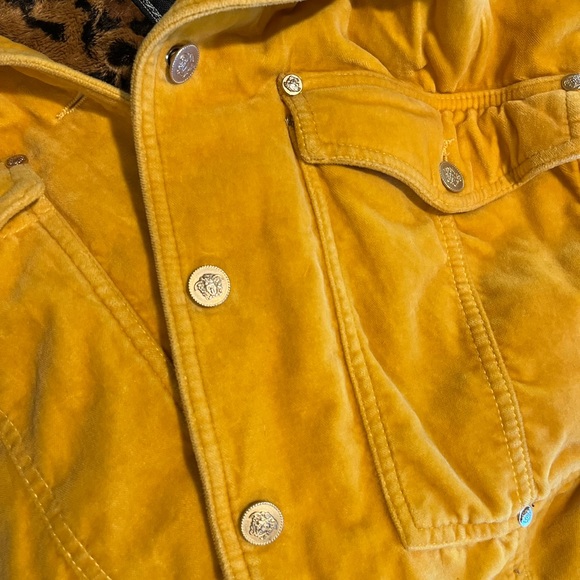 VERSACE • RARE VINTAGE YELLOW VELVET & LEOPARD MEDUSA JACKET - Picture 7 of 9